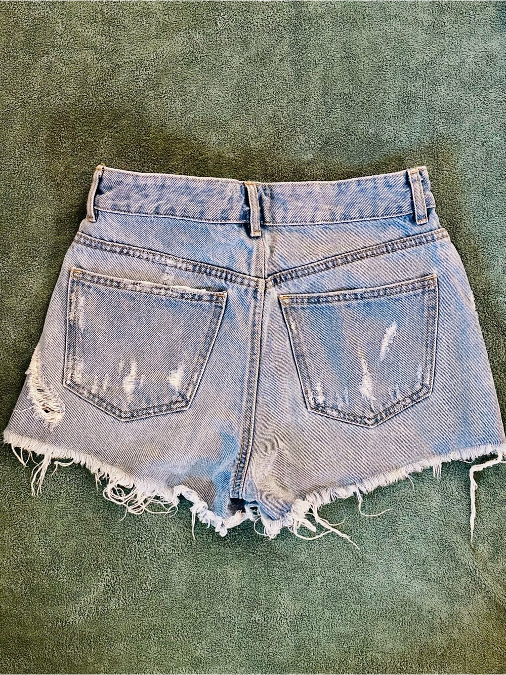 Zara TRF Distressed High Rise Denim Cutoff Shorts Size 2 - Picture 2 of 3